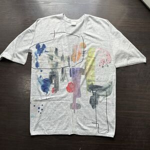 Et’Lois Open Cardigan Women 3/4 Sleeve Watercolor Abstract Wearable Art Tunic L